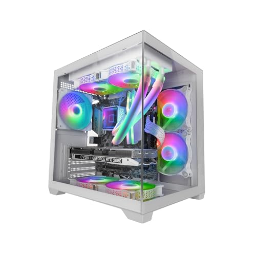 Mars Gaming MC-VIEW2, caixa de jogos microATX, vidro duplo temperado contínuo sem moldura, 1 ventilador FRGB traseiro de 120 mm, suporte de refrigeração líquido até 240 mm, estrutura de câmara dupla