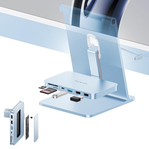 PULWTOP iMac Acessórios para iMac 24" 2021/2023/2024, USB C Hub para iMac M1/M3/M4 & Studio Display de 27", iMac USB HUB com USB A/C 10 Gbps, SD/TF, M.2 SSD Case (SSD não incluído ido), add aptador