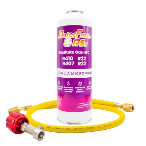 Gas Refrigerante Ralerfresh RS substituto de gás R410, R32, R407 e R22 recarga de gás refrigerante orgânico para ar condicionado Split ecológico eficiente recarga rápida (garrafa e mangueira)