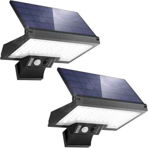 JESLED Luz solar exterior, 108 LEDs luz solar exterior com sensor de movimento, 2600 mAh rotativa luzes solares, 4 modos lâmpada holofote LED solar para jardim, 2 pacotes