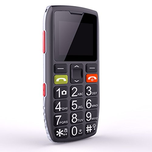 artfone Telemóvel para idosos com teclas grandes, C1 sênior, fácil de usar 2G gsm telemóvel para idosos com botão SUS, câmera, bateria de 1800 mAh, volume alto preto