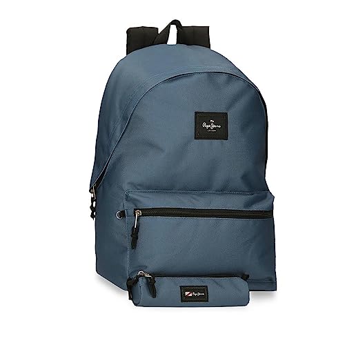 Pepe Jeans Aris Mochila para portátil compartimento duplo portátil 15,6 polegadas várias cores 31 x 44 x 17,5 cm mochila escolar poliéster by Joumma Bags, Azul ganga, Tamanho único, Mochila + estojo