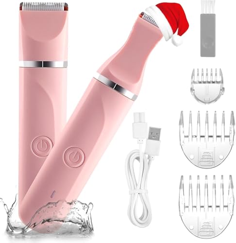 Máquina de barbear íntima para mulheres, máquina de barbear elétrica para mulher, zona íntima, máquina de barbear íntima, recarregável, resistente à água para húmido e seco, rosa