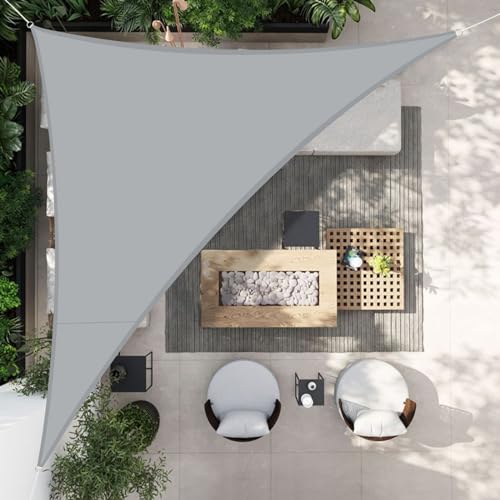 HENG FENG Toldo vela de sombra triangular impermeável, 3 x 3 x 4,25 m, poliéster, proteção contra raios UV, resistente para terraços, pátio exterior e jardim cinzento