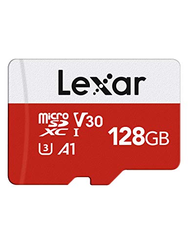 Lexar Cartão de memória micro SD de 128 GB, com adaptador SD, até 100 MB/s de velocidade de leitura, UHS-I, U3, A1, V30, C10, 4K UHD microSDXC