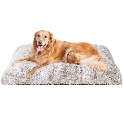 EHEYCIGA Pelúcia cama para cães extra grandes, 112 x 85 x 10 cm, colchão e tapete cão lavável, cama de gato macia para inverno, castanho