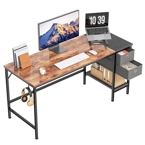 HOMIDEC Mesa de escritório, mesa computador com gaveta secretária de escritório para estudantes e trabalhadores, mesas de estilo moderno para quarto, casa, escritório (140 x 50 x 75 cm)
