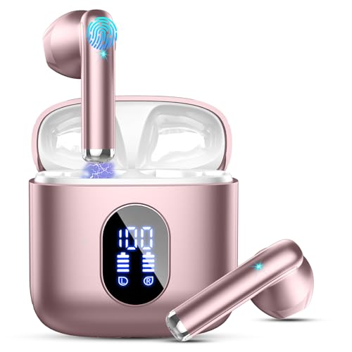 Auriculares sem fios Bluetooth, auriculares Bluetooth 5.4 HiFi estéreo, 32H capacetes sem fios Bluetooth com ENC redução de ruído, ecrã LED, USB-C, controlo tátil, IP7 à prova d'água
