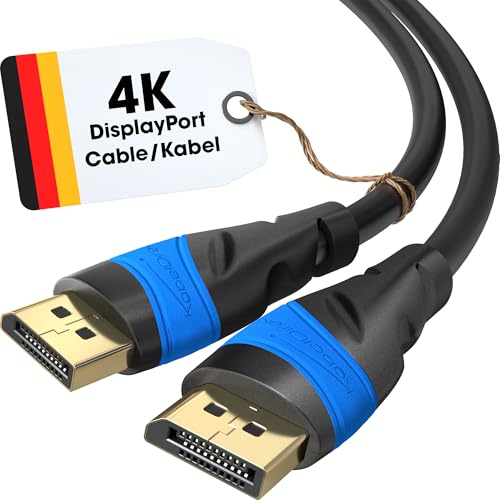 KabelDirekt Cabo DisplayPort 4K/60Hz, 5 m, imunidade contra interferências, graças à sua blindagem múltipla (cabo DP para PC e monitores de jogo 4K de alta resolução, sem cintilação a 60 Hz)