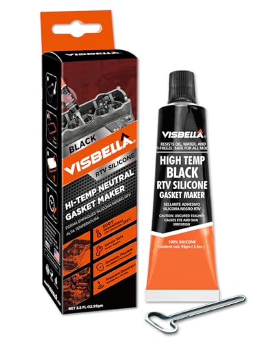 Visbella Fabricante de juntas de alta temperatura junta RTV neutra, óleo e água, flexível, junta de silicone, para reparação de motor 99 g (preto)