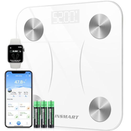 Balança de gordura corporal Bluetooth, balança de casa de banho digital com APP inteligente, 13 monitores de composição corporal, para Andriod e iOS, 180 kg preto