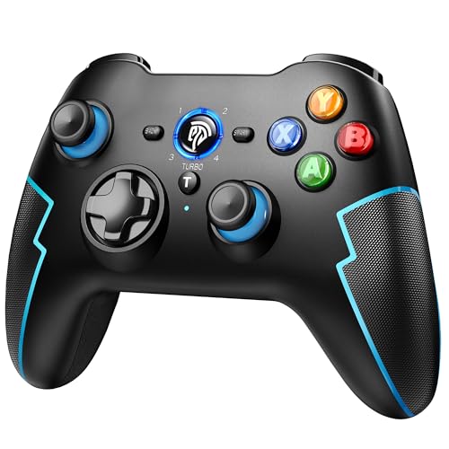 EasySMX 9013PRO Controladores PC sem fios com Hall Trigger - Turbo - vibração - bateria incorporada para PC/PS3/Switch/Android TV Box/telemóvel, / tablet/portátil - preto e azul
