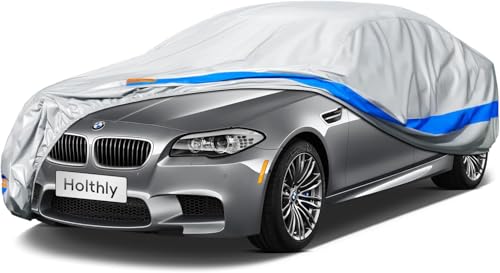 Holthly Capa de carro exterior impermeável, cobertura de carro de 10 camadas, cobertura de carro protetor de sol e poeira, capa para carro adequada para Audi A6 A7, BMW série 5, Mercedes E Class, CLS,