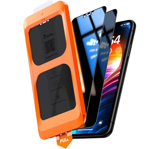 TOCOL 2 peças protetor de ecrã de privacidade para iPhone 11, alinhamento automático para instalação rápida, sem bolhas, anti-espionagem, vidro temperado com dureza 9H + quebrável