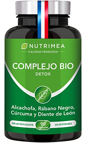Detox Depurativo fígado e cólon diurético natural | Complexo biológico de lcachofra rabanete preto, açafrão orgânico, dente-de-leão, dominante desintoxicante, digestão, vegano 90 cápsulas