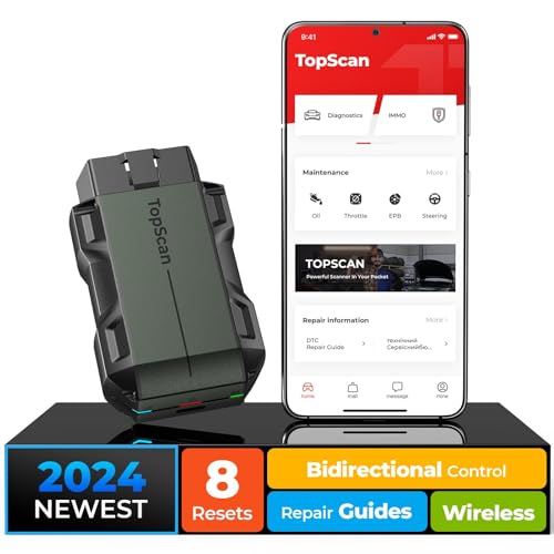 TOPDON Topscan OBD2 Diagnóstico máquina, diagnóstico multimarca scaner para carros, ferramenta de diagnóstico sem fios para todos os sistemas, teste ativo, todo o software 1 ano grátis