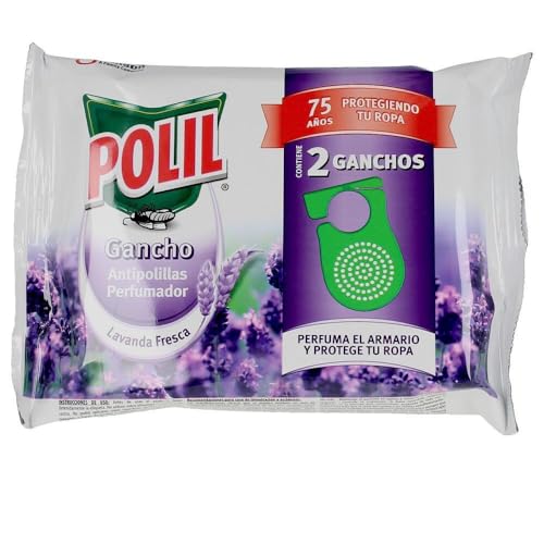 POLIL Raid Gancho perfumado lavanda fresca, perfume o armário e protege as suas roupas, 2 unidades