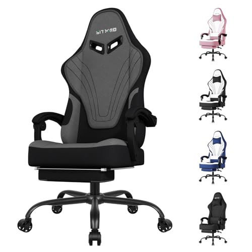 Cadeira Gaming ergonómica secretária, para videojogos ou escritório, cadeira Gamer com almofada lombar e apoio de cabeça, regulável em altura e reclinável, tecidos cadeira confortável com apoio para