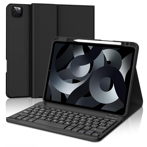 IVEOPPE Teclado iPad Air 5 geração 2022, teclado iPad Air 4 geração 2020, teclado iPad Pro 11 4/3/2/1 Gen, capa teclado espanhol Ñ Bluetooth para iPad Air 5/4 10.9"/Pro 11 11 11 ", preto