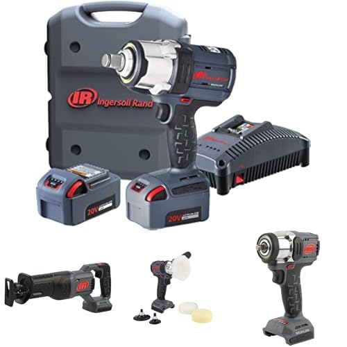 Ingersoll-Rand W7172-K22B-EU Chave de impacto sem fios de 3/4 polegadas 20 V, 2 baterias de Li-Ion BL2022 5,0 Ah e kit de carregador em 1 pasta de transporte