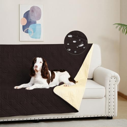 DUJUIKE Capa para sofá 100% impermeável para cães, capa para cama de cão, protetor de móveis de café para crianças, cão, gato (café, 173-208 cm (1 pacote))