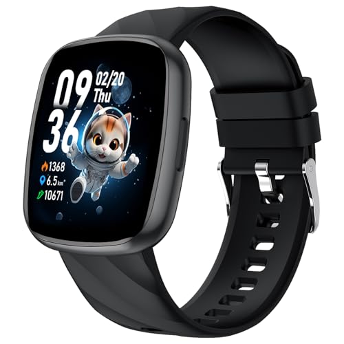 Relógio inteligente menino e menina, pulseira atividade 100 modos desportivos 1,75" HD, Smartwatch com despertador, podómetro, monitor de sono, presentes para meninas e meninos de 5 a 16 anos (preto)
