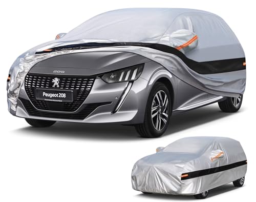 Holthly Capa de carro exterior para Peugeot 208 (2012-2025), capa de carro 10 camadas de proteção, cobertura de carro 100% impermeável, antipoeira, corta-vento, impermeável à chuva, proteção UV