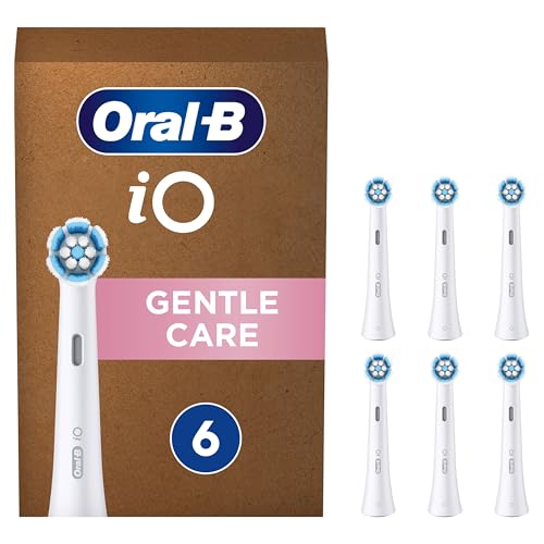 Oral-B iO Gentle Care Peças sobresselentes para escova de dentes elétrica, branca - originais (tamanho da caixa de correio), 6 cabeças (embalagem de 1)