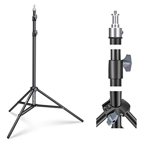 NEEWER Suporte de luz para fotografia 87 - 200 cm, suporte de tripé com mola com ø28 mm tubo mais grosso para luz de anel/luz LED/flash estroboscópico/caixa de luz, carga máxima de 10 kg, ST-200 preto