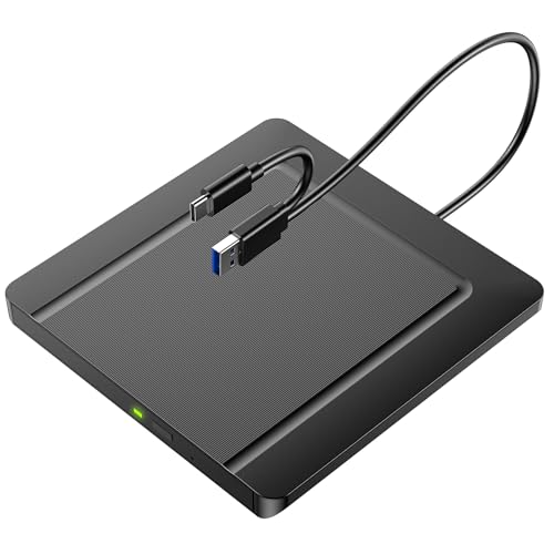 External CD DVD Drives, External CD DVD +/-RW Drive USB 3.0 CD Burner External Drive, DVD Reader Writer ROM Drive compatível com computador portátil Desktop Mac, Windows 11/10/8/7 (Ultra-Slim)