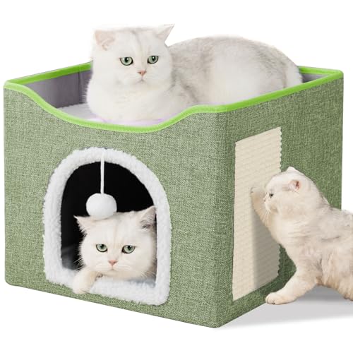 FURRYPAWS Casa para Gato - Cueva Acogedora, Cama para Gatos Interior, Casita Suave y Confortable, Ideal para Gatos y Gatitos