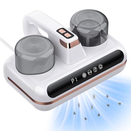 YGiTK Aspirador de Ácaros para colchões com luz UV, aspirador de cama de 100 W 10 KPa destrói até 99,9 % de Ácaros, com depósito de pó duplo, indicador de humidade, ajuda alérgica