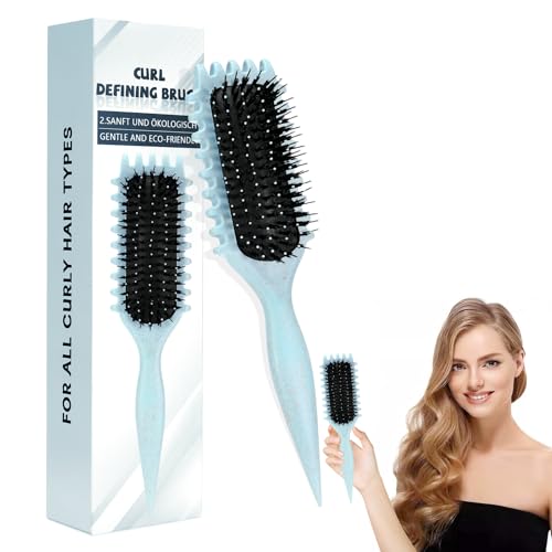 Escova de cabelo encaracolado, Curl Brush, escova de definição de cachos, escova multifuncional para cachos, escova anti-puxões, para reduzir o puxão e a separação de caracóis (azul)