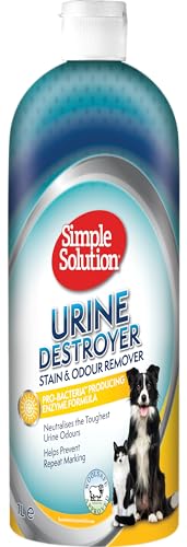 Simple Solution Limpador enzimático destruidor, removedor de manchas e odores de animais de estimação com poder de limpeza pró-bactérias, 1 L
