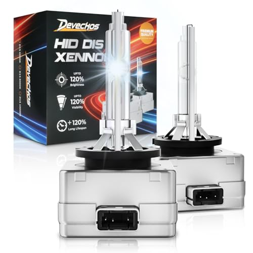 DeveChos Lâmpada de Xenon D1S, 12 V 35 W 6000 K luz branca brilhante, 2 unidades