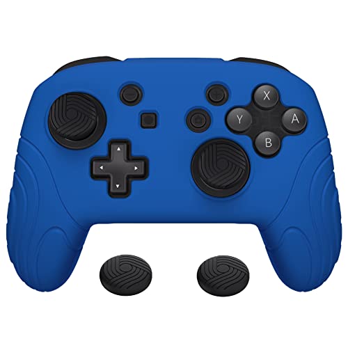 PlayVital Capa protetora de silicone para Nintendo Switch Pro comando - capa ergonómica antiderrapante com tampas de polegar, aperto melhorado, acessório para Switch Pro (Edição Samurai-azul)
