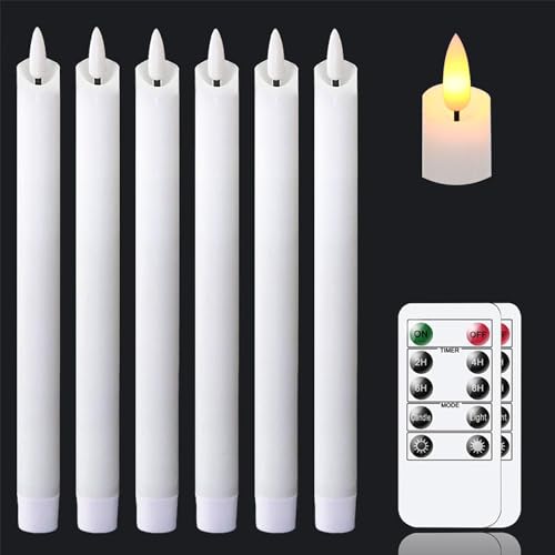 salipt Velas LED longas sem chama, velas a pilhas, decorativas e seguras para festa, Natal, casamento, casa e igreja, branco, conjunto de 6