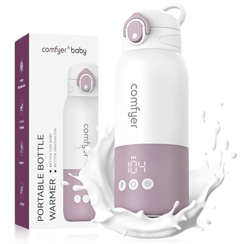 comfyer Aquece babetes portátil, aquecimento rápido e longa duração da bateria, 2 modos para leite materno e água, grande capacidade de 340 ml para todo o dia