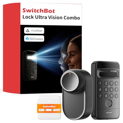SwitchBot Lock Ultra, fechadura inteligente com teclado com reconhecimento facial 3D, impressão digital, fechadura eletrónica com bateria recarregável, suporta Matter, Alexa, Google, IFTTT
