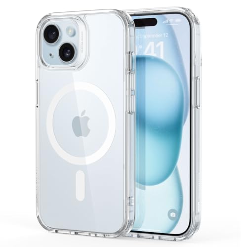ESR Capa para iPhone 15, compatível MagSafe, proteção de grau militar à prova de impactos, capa magnética para iPhone 15, capa híbrida clássica (HaloLock), transparente