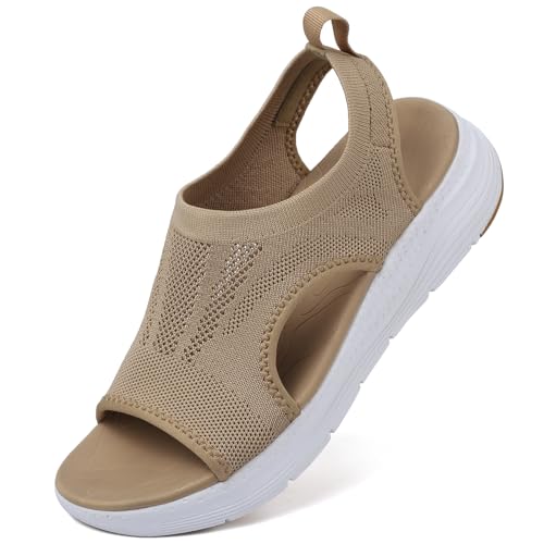 DimaiGlobal Sandálias desportivas ortopédicas para mulher sapatos com biqueira aberta cunha lavável de verão sandálias para caminhar