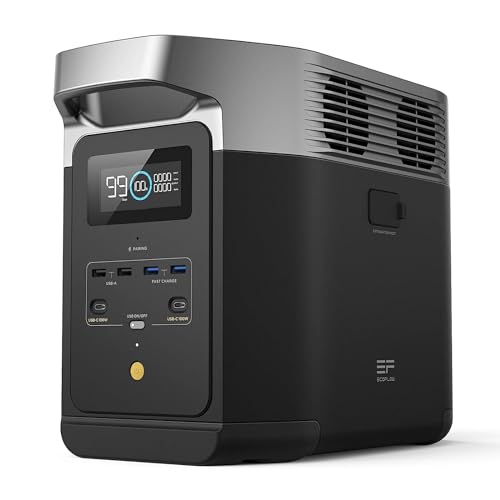 Estação de energia portátil EcoFlow DELTA 2 com capacidade expansível de 1 a 3 kWh, bateria LFP, apenas pequenos defeitos na embalagem, o produto está completamente não utilizado (recondicionado)