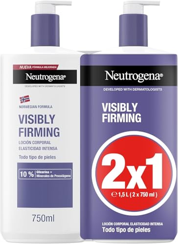 Neutrogena Fórmula norueguesa loção visivelmente reafirmante 2 x 750 ml), creme hidratante para todos os tipos de pele, loção corporal com glicerina e minerais de procolagénio