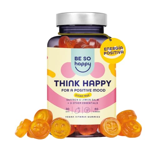 Gominolas de camomila e melancia para a tranquilidade. Melhora o equilíbrio emocional. Ajuda a controlar a ansiedade. Com açafrão e vitamina B6. Melhora o estado de ânimo. 60 Gummies. Be So Happy