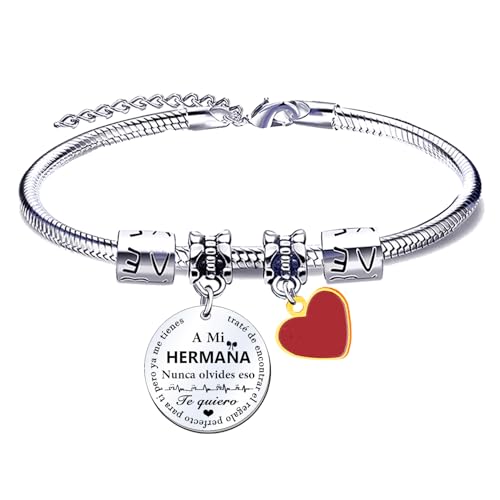QTQTLP Pulseira irmã presente de irmã presente de irmã mais velha presente de aniversário irmã pulseira de aço inoxidável irmã pulseira personalizada mulher irmã pulseira de irmã para a melhor irmã
