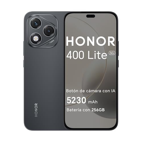 HONOR 400 Lite 5G, Smartphone de 8 GB + 256 GB, Dual SIM NFC, 108 MP com botão com IA, 6,7 polegadas, ecrã AMOLED com proteção contra vista, bateria de 5230 mAh, IP65&SGS, MagicOS 9.0, Velvet Black