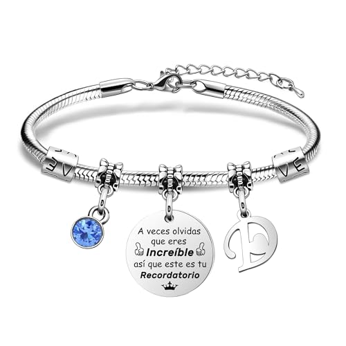 Aosyoisk Pulseira de letras femininas charme prateado joias iniciais graduação dia da mãe regresso às aulas presente inspirador de Natal
