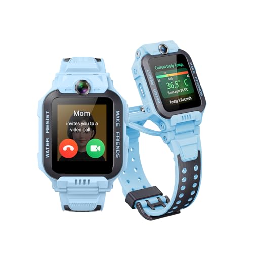imoo Z7 Relógio inteligente para crianças, Smartwatch crianças com GPS SIM, relógio inteligente para crianças 4G com vídeo HD e chamada de voz, resistente à água para natação IPX8 (Z7, Blue)