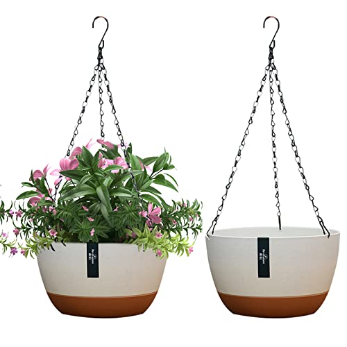 EACHPT 2 peças botas de fleurs à suspenso, pote de fleurs Suspendu à Arrosage Automatique, pots de fleurs Suspendus pour lextérieur avec trous de Drainage e Soucoupe Amovel pour Plafond varanda