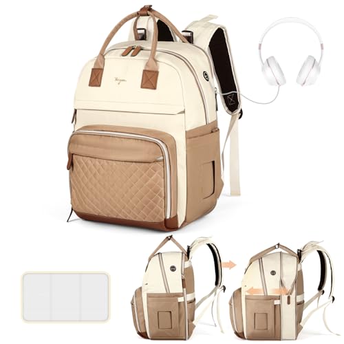 Tonyeee Mochila para fraldas de 25 a 37 l, grande expansível com trocador e correias para carrinho, mochila de viagem, bolsa de fraldas bolsa para mãe